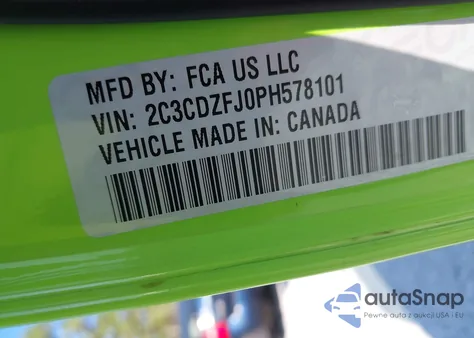 2023 Dodge Challenger R/T Scat Pack Widebody z USA, uszkodzony, nr VIN 2C3CDZFJ0PH578101